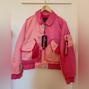 Alpha Industries Women's Pink Panel Bomber Jacket